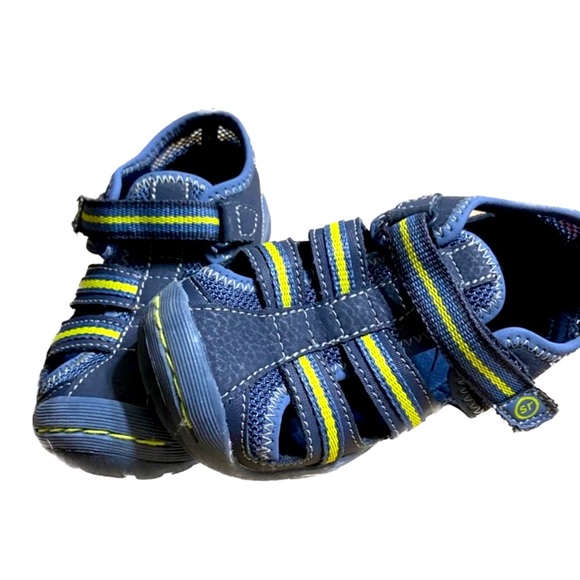 STRIDE RITE GeorgeSandalsBoys Blue Leather Upper Hook & Loop Closure Sz 8W - Picture 2 of 7